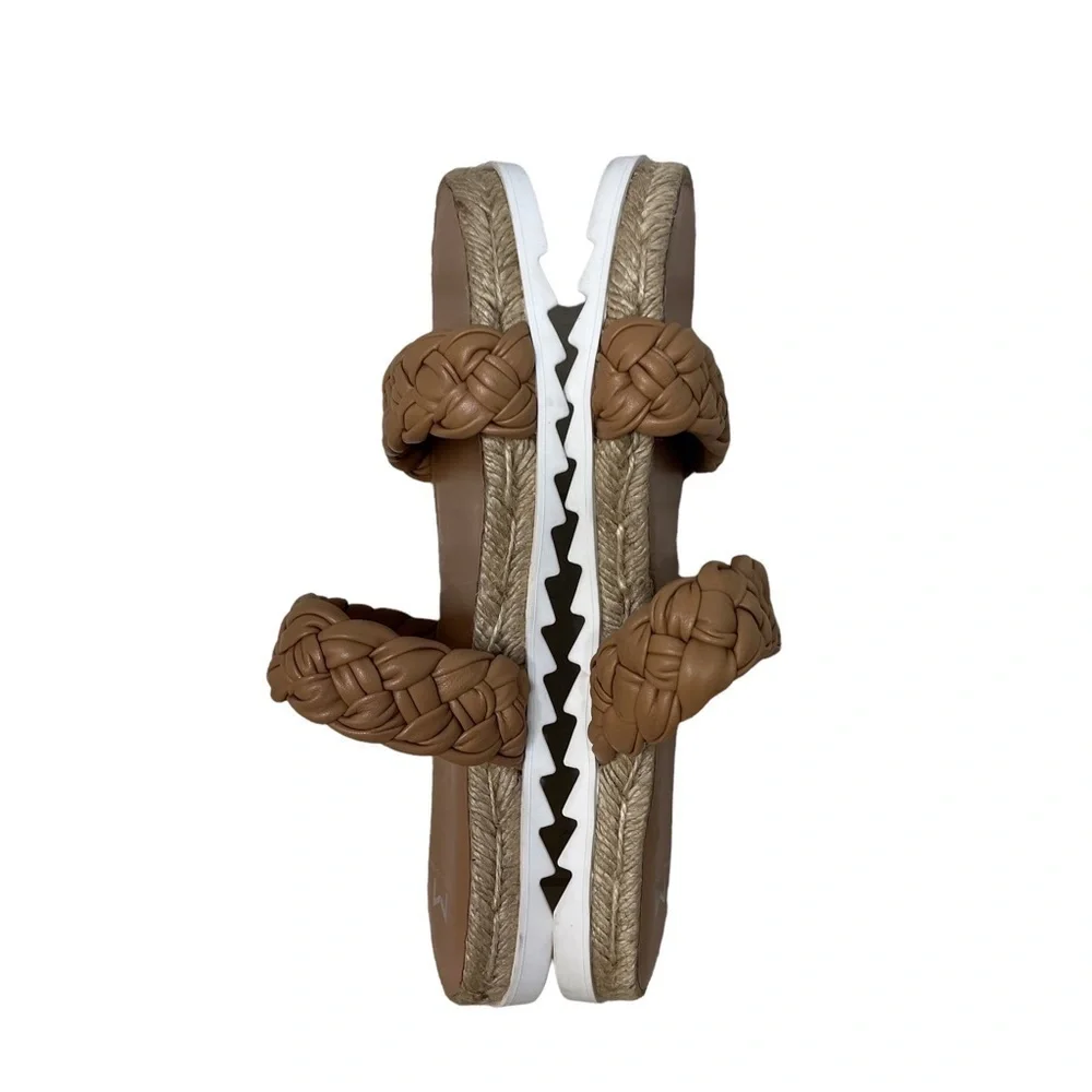Marc Fisher Jaime Braided Flat Espadrille Slip On Sandal Size 9 Natural Macaroon